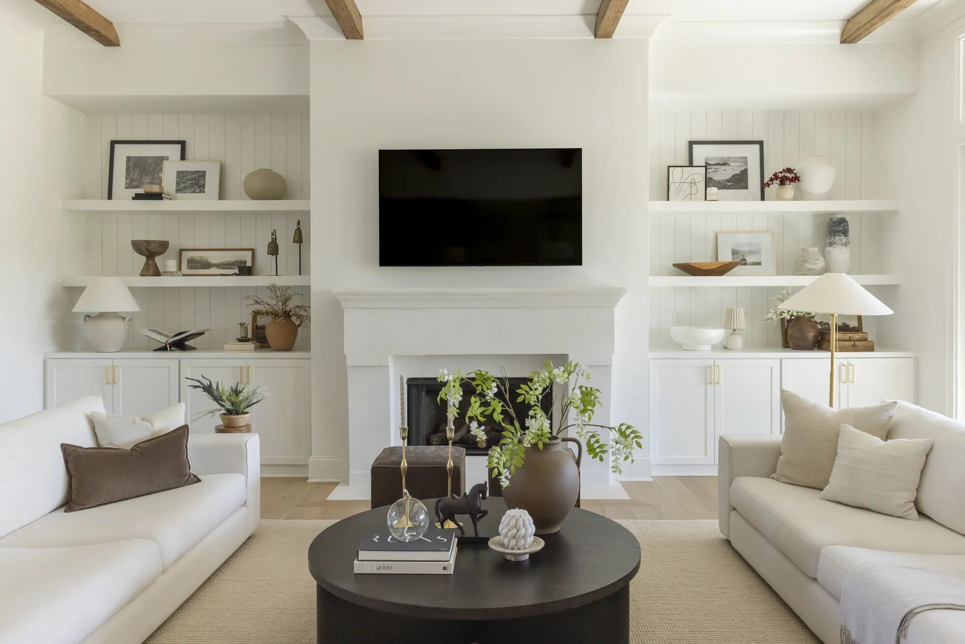 Decorated living room staged for a home sale